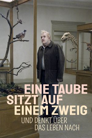 Eine Taube sitzt auf einem Zweig und denkt über das Leben nach poster